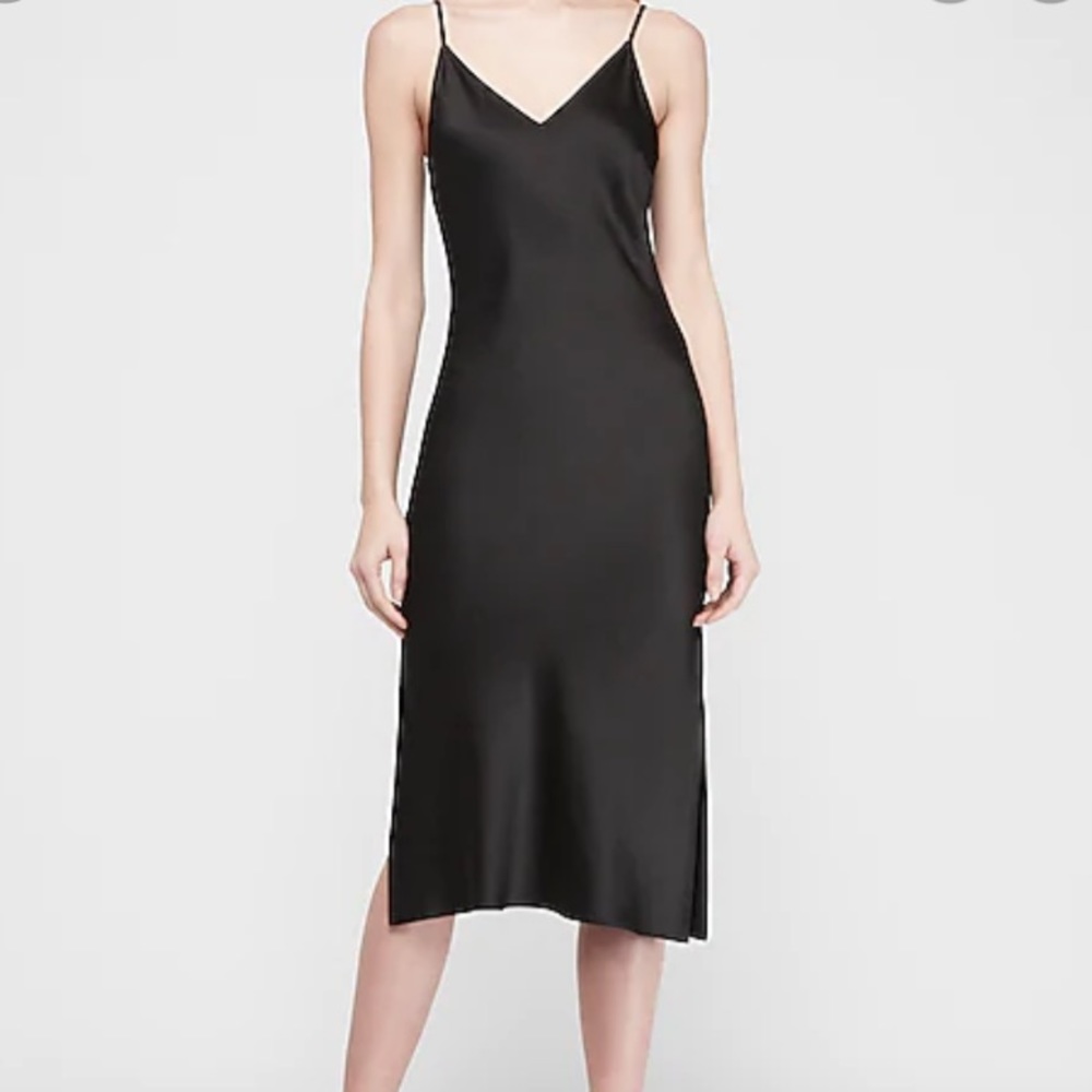 Satin V-neck Midi Slip Dress